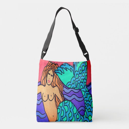 Oorspronkelijke Abstracte mermaïdschildering Crossbody Tas (Achterkant)