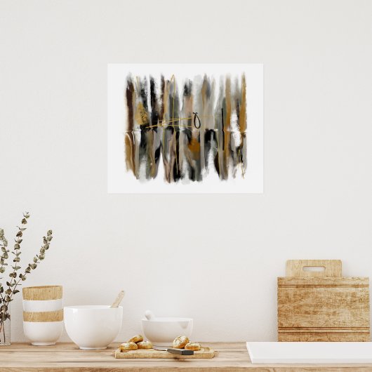 Oorspronkelijke Abstracte muur met grijs zwart gou Poster (Keuken)