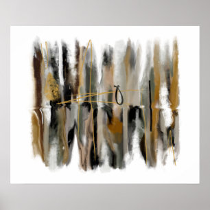 Oorspronkelijke Abstracte muur met grijs zwart gou Poster