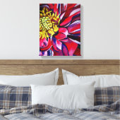 Oorspronkelijke abstracte waterverf van Dahlia flo Canvas Afdruk (Insitu (Slaapkamer))