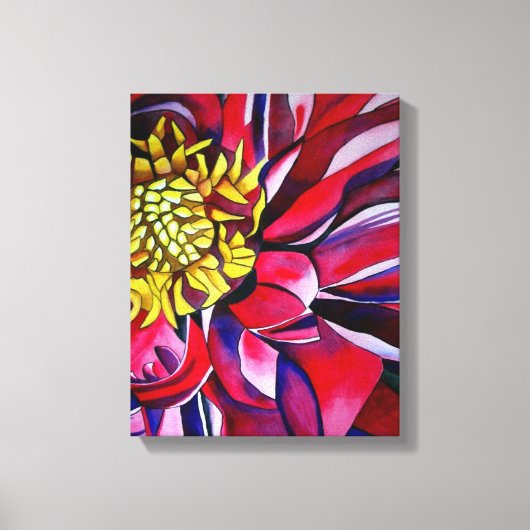Oorspronkelijke abstracte waterverf van Dahlia flo Canvas Afdruk (Voorkant)