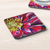 Oorspronkelijke abstracte waterverf van Dahlia flo Onderzetter (Linkerzijde)