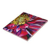 Oorspronkelijke abstracte waterverf van Dahlia flo Tegeltje (Zijkant)