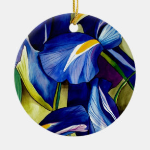 Oorspronkelijke aquarel kunst schilderij van Blue  Keramisch Ornament