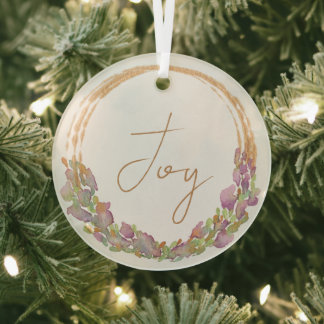 Oorspronkelijke botanische waterverf Kerstgeschenk Glas Ornament