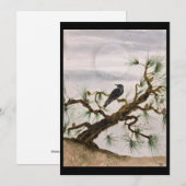 Oorspronkelijke dennenboom en kraai op blanco Kaar Kaart (Voorkant / Achterkant)