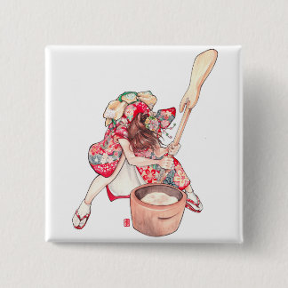 Oorspronkelijke Erica Ward Pin "New Year's Calling Vierkante Button 5,1 Cm