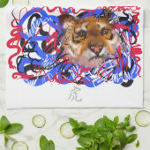 Oorspronkelijke graffiti stijl Tiger Chinees jaar  Theedoek (Gevouwen)