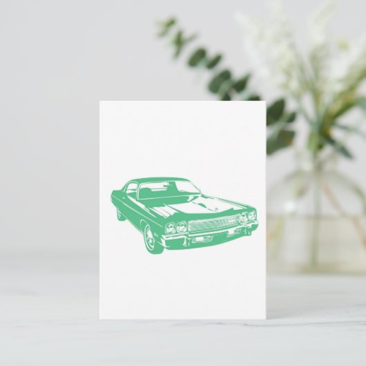 Oorspronkelijke groene auto briefkaart (Staand voorkant)