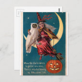 Oorspronkelijke  Halloween kaart met heks! (Voorkant / Achterkant)