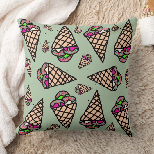 Oorspronkelijke handtekening Kawaii Ice roomgroen Kussen (Deken)