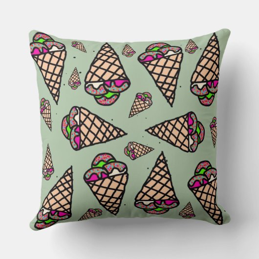 Oorspronkelijke handtekening Kawaii Ice roomgroen Kussen (Achterkant)