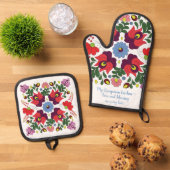 Oorspronkelijke Hongaarse keuken zegen citaat Ovenwant & Pannenlap Set (Top down)