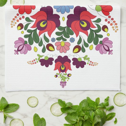 Oorspronkelijke Hongaarse Matyo Keuken Zegening Qu Theedoek (Gevouwen)