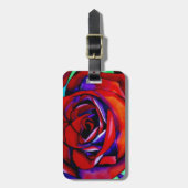 Oorspronkelijke illustratie rode rozenbloem bagagelabel (Voorkant verticaal)