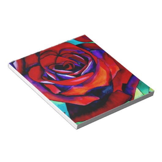 Oorspronkelijke illustratie rode rozenbloem notitieblok (Schuin)