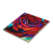 Oorspronkelijke illustratie rode rozenbloem tegeltje (Zijkant)