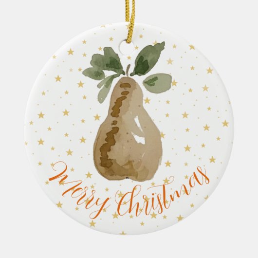 Oorspronkelijke kerstversiering Waterverf peren Keramisch Ornament (Voorkant)