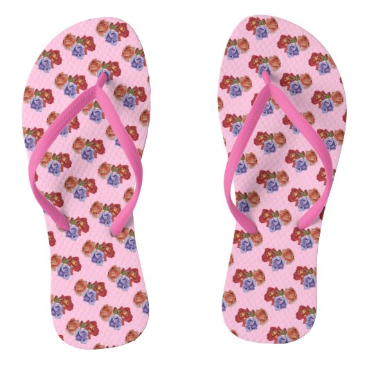 oorspronkelijke kleurrijke rozen bloemen floraal teenslippers (Voetbed)