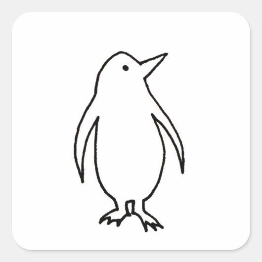 Oorspronkelijke lijntekening van Penguin vers en e Vierkante Sticker (Voorkant)
