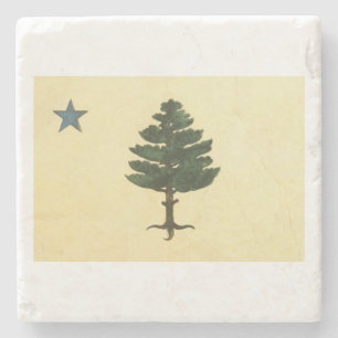 Oorspronkelijke Maine State Pine Tree Flag Marble Stenen Onderzetter