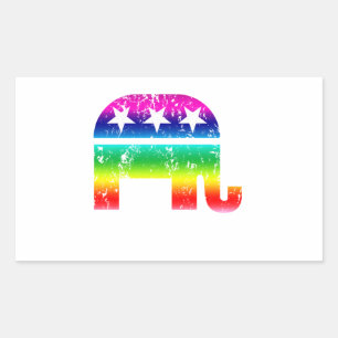 Oorspronkelijke olifant Distressed Rainbow Rechthoekige Sticker