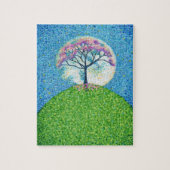 Oorspronkelijke pointillism Spring Tree-kunst Legpuzzel (Verticaal)