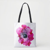 Oorspronkelijke roze pony hand schilderde florale  tote bag (Voorkant)