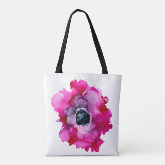 Oorspronkelijke roze pony hand schilderde florale  tote bag