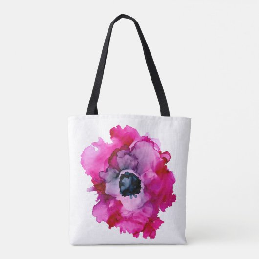 Oorspronkelijke roze pony hand schilderde florale  tote bag (Achterkant)