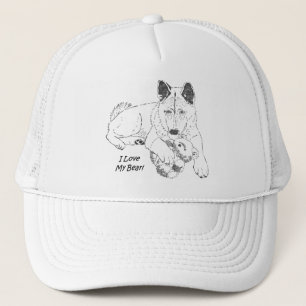 oorspronkelijke schets van teddy beer en akita trucker pet