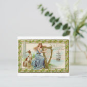 Oorspronkelijke Sint-Patrick-dag harp & dame Briefkaart (Staand voorkant)