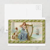 Oorspronkelijke Sint-Patrick-dag harp & dame Briefkaart (Voorkant / Achterkant)