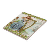 Oorspronkelijke Sint-Patrick-dag harp & dame Tegeltje (Zijkant)