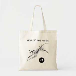 Oorspronkelijke tekening5 Chinese tijger Monogram  Tote Bag