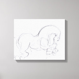 Oorspronkelijke tekening 3-paard jaarzodiek canvas