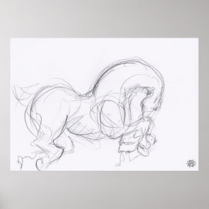 Oorspronkelijke tekening 3 Paardenjaar dierentuin  Poster