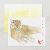 Oorspronkelijke tekening Chinese tijger: geboorted Feestdagenkaart (Voorkant / Achterkant)