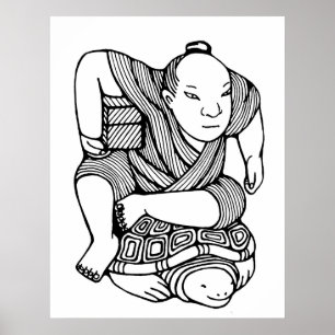 Oorspronkelijke tekening Netsuke Poster