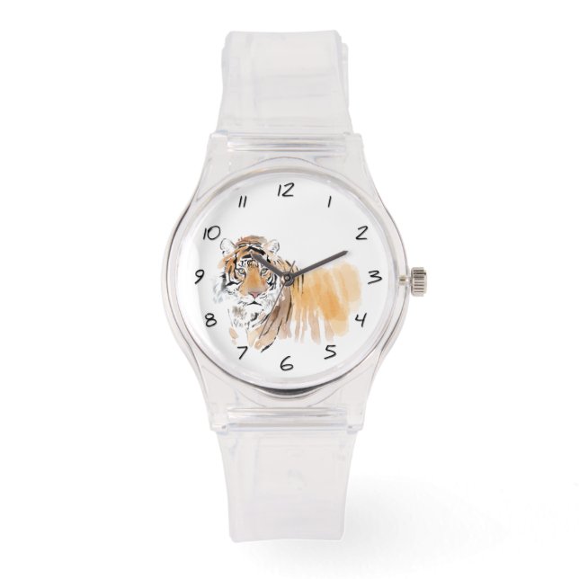 Oorspronkelijke tijger Waterverf Chinese Zodiac Bi Horloge (Voorkant)