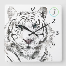 Oorspronkelijke tijger Waterverf Chinese Zodiac Bi Vierkante Klok
