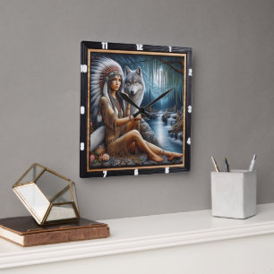 Oorspronkelijke titel: Dawn Light: Still Pond Spir Vierkante Klok