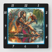 Oorspronkelijke titel: Eagle's Dive River's Roar Vierkante Klok (Voorkant)