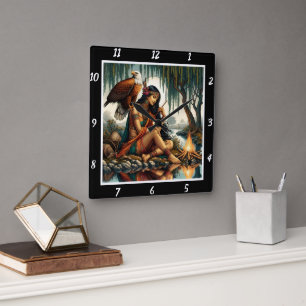 Oorspronkelijke titel: Eagle's Glance Moon's Glow Vierkante Klok