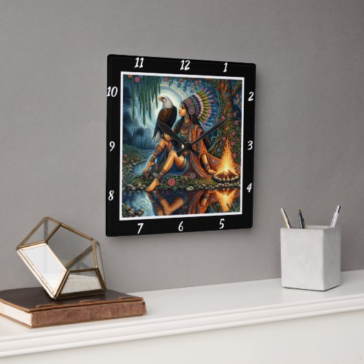 Oorspronkelijke titel: Eagle's wing river's gleam Vierkante Klok (Kantoor)