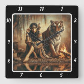 Oorspronkelijke titel: Flowing stream Tiger's glan Vierkante Klok (Voorkant)