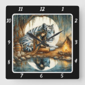 Oorspronkelijke titel: Forest Glade Tiger's roar Vierkante Klok (Voorkant)