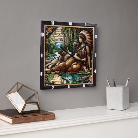 Oorspronkelijke titel: Forest Shadows Silent Wolf Vierkante Klok (Kantoor)