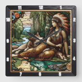 Oorspronkelijke titel: Forest Shadows Silent Wolf Vierkante Klok (Voorkant)