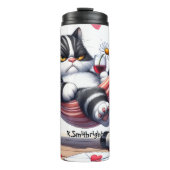 Oorspronkelijke titel: Grumpy cat in hammock with Thermosbeker (Voorkant)